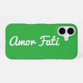 Coque iPhone 16 Étui pour iPhone 16 avec citation Amor Fati (Verso Horizontal)