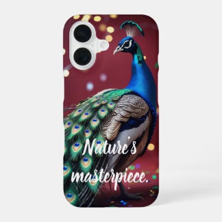 Coque iPhone 16 Étui pour iPhone 16 avec plume de paon bleu sarcel