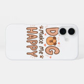 Coque iPhone 16 Étui pour iPhone 16 'Le chien me rend heureux' (Verso Horizontal)