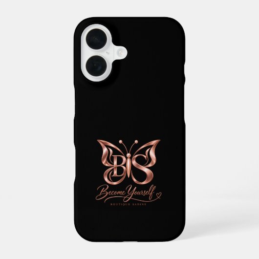 Coque iPhone 16 Étui pour iPhone 16 Papillon en Or Rose Esthétique (Verso)
