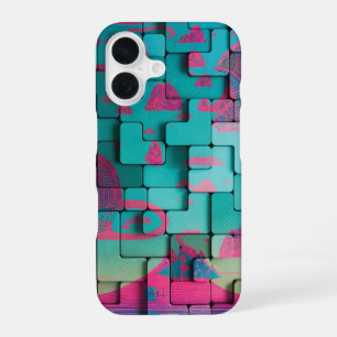 Coque iPhone 16 Étui pour iphone à abstraction géométrique néon