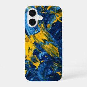 Coque iPhone 16 Étui pour iphone aux couleurs ukrainiennes abstrai