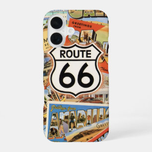 Coque iPhone 16 Étui pour iPhone carte postale colorée Route 66