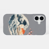 Coque iPhone 16 Étui pour iPhone Fleur de Cerisier Vague Japonaise (Verso Horizontal)
