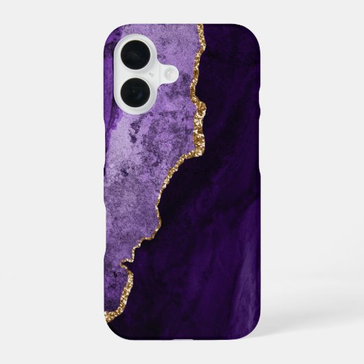 Coque iPhone 16 Étui pour iPhone PixDezines AGATE AQUARELLE VIOLET (Verso)