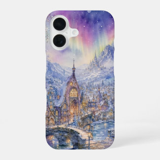 Coque iPhone 16 Étui pour téléphone Village d'Hiver Aurore