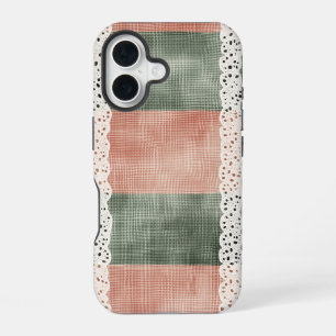 Coque iPhone 16 Étui Téléphone Cottagecore à Carreaux de Prairie R