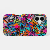 Coque iPhone 16 Étui vibrant néon graffiti pour iPhone 16 (Verso Horizontal)