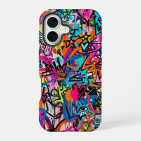 Étui vibrant néon graffiti pour iPhone 16
