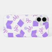 Coque iPhone 16 Étui Violet Rêveur Livres & Rubans Motif (Verso Horizontal)