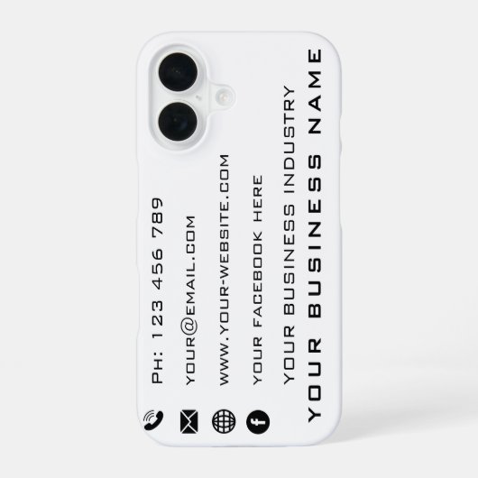 Coque iPhone 16 Exemple d'étui iPhone avec texte d'information sur (Verso)