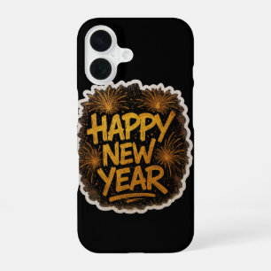 Coque iPhone 16 Explosion de Bonne Année au style Graffiti radieux