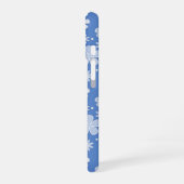 Coque iPhone 16 Faisceaux et points blancs en bleu (Côté gauche)