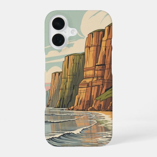 Coque iPhone 16 Falaises côtières vintage (Verso)
