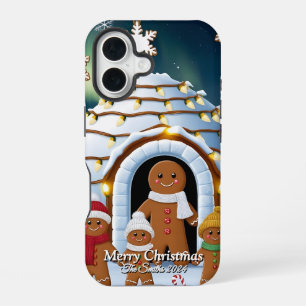 Coque iPhone 16 Famille de pain d'épice Noël