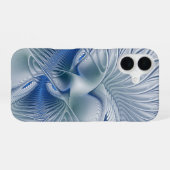 Coque iPhone 16 Fantaisie dynamique Abstrait Tons bleus Art fracta (Verso Horizontal)