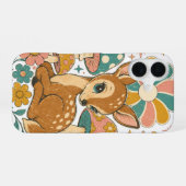 Coque iPhone 16 Faon sarcelle et rose Rétro 70s (Verso Horizontal)