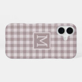 Coque iPhone 16 Farmhouse Buffalo Check Plaid Beige Monogramme (Verso Horizontal)