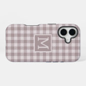 Coque iPhone 16 Farmhouse Buffalo Check Plaid Beige Monogramme (Verso Horizontal)