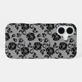 Coque iPhone 16 Faux Black Lace coque iphone (Verso Horizontal)