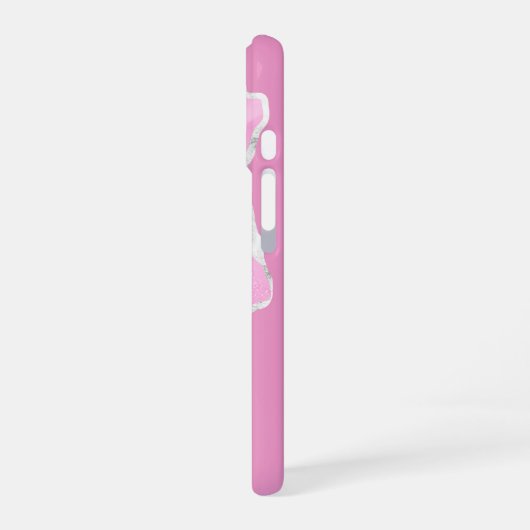 Coque iPhone 16 Feminine Pink & Silver Glitter Agate 4 photos (Côté gauche)