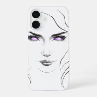 Femme aux yeux violets bizarres minimaliste ligne