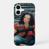 Femme jouant de la musique avec une guitare acoust