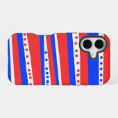 Coque iPhone 16 Festif Rouge Bleu Bleu Cercles Bleu Bleu (Verso Horizontal)