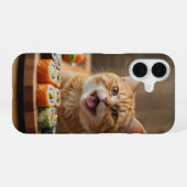 Coque iPhone 16 Festin de chat sushi (Verso Horizontal)