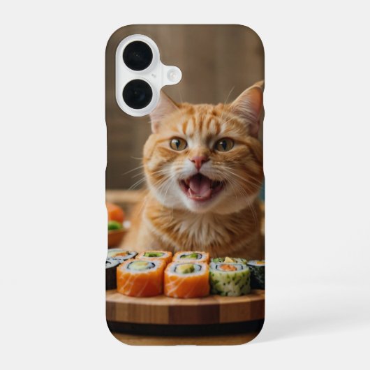 Coque iPhone 16 Festin de chat sushi (Verso)