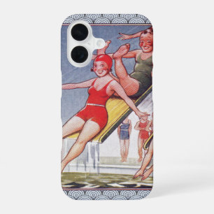 Coque iPhone 16 Fête au bord de la piscine Eté Vintage Natation