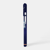 Coque iPhone 16 Fête de plage bleu blanc monogramme nom (Côté gauche)