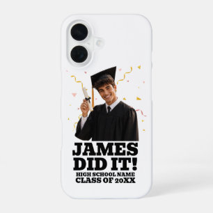 Coque iPhone 16 Fête de remise de diplômes personnalisée et amusan