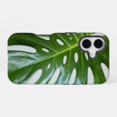 Coque iPhone 16 Feuille de Monstera verte luxuriante (Verso Horizontal)