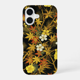 Coque iPhone 16 Feuilles d'automne japonaises Antique botanique