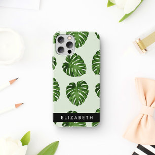 Coque iPhone 16 Feuilles de palme, Motif tropical, Votre nom