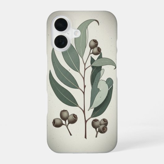 Coque iPhone 16 Feuilles d'eucalyptus vintage (Verso)