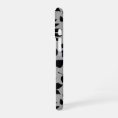 Coque iPhone 16 Feuilles tombés Lg Motif noir sur gris (Côté gauche)