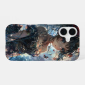 Coque iPhone 16 Fille d'anime de fantasy dans un jardin enchanté (Verso Horizontal)