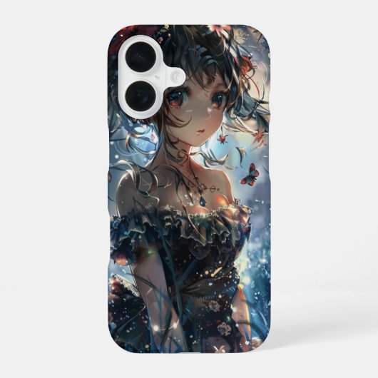 Coque iPhone 16 Fille d'anime de fantasy dans un jardin enchanté (Verso)