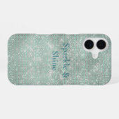 Coque iPhone 16 Fille Mint Glitzy Sparkle (Verso Horizontal)