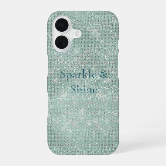 Coque iPhone 16 Fille Mint Glitzy Sparkle (Verso)