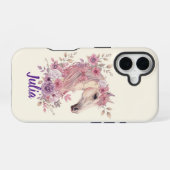 Coque iPhone 16 Filles Jolis Poneys Floral Pastel Cheval (Verso Horizontal)
