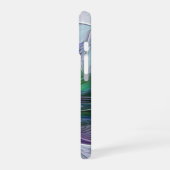 Coque iPhone 16 Fleur Abstraite Moderne Fractale Verte Violette (Côté gauche)