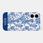 Coque iPhone 16 Fleur Bleue Toile (Verso Horizontal)