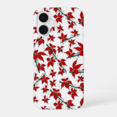 Coque iPhone 16 Fleur botanique rouge de Noël (Verso)