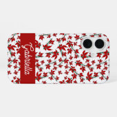 Coque iPhone 16 Fleur botanique rouge de Noël (Verso Horizontal)