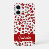 Coque iPhone 16 Fleur botanique rouge de Noël (Verso)