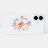 Coque iPhone 16 Fleur d'aquarelle pastel avec accents dorés Art (Verso Horizontal)