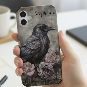 Coque iPhone 16 Fleur de corbeau gothique